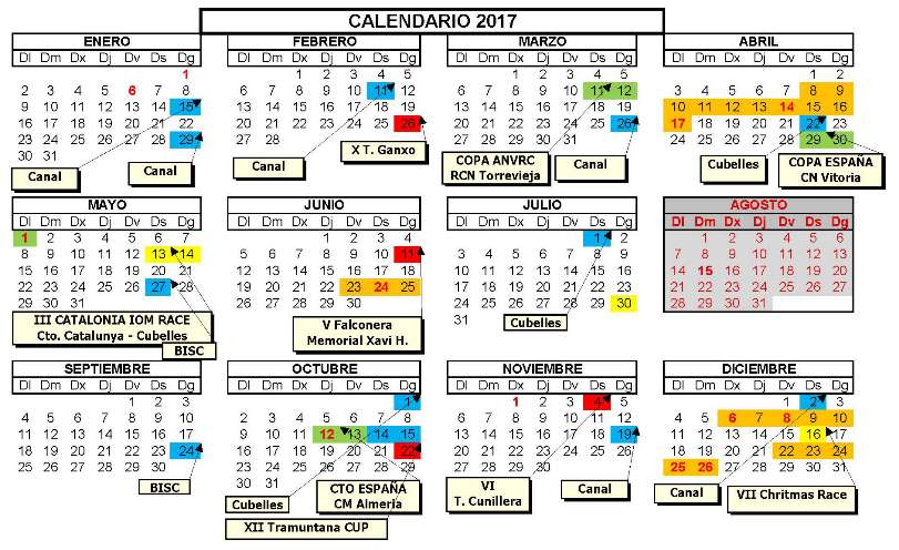 CalendariosRegatas IOM CAT 2017